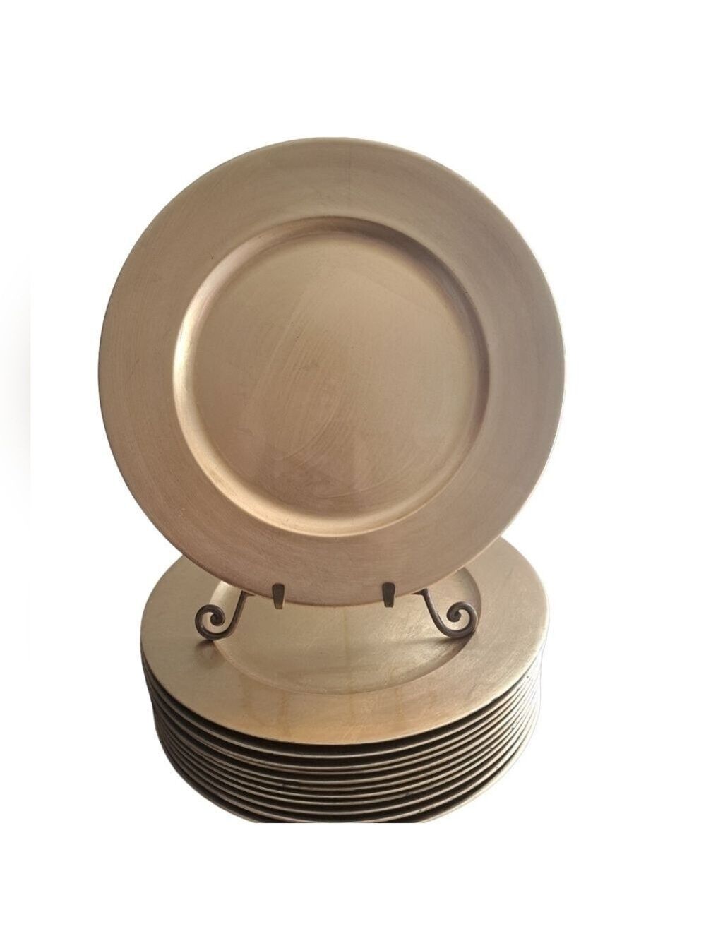 BOWRING tradition gold charger plates lacquered 13" round wedding holiday 12 - Picture 3 of 15